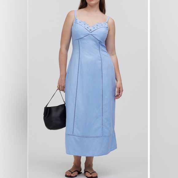 Madewell Dresses & Skirts - Madewell Blue Linen Blend Midi Dress Size 12